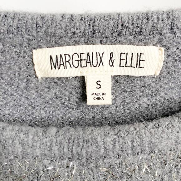 MARGEAUX & ELLIE Polka Dot Metallic Pullover Sweater Crewneck Gray Silver Size S - Picture 3 of 5